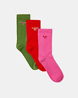 Accessorize 3-Pack Christmas Slogan Socks