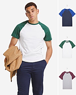 Pack 3 Short Sleeve Raglan T-shirts Long