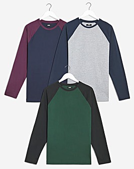Pack of 3 Raglan T-Shirts Long