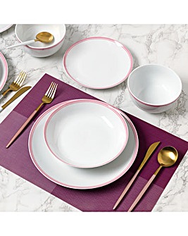 Waterside St. Ives Pink 16 Piece Dinner Set