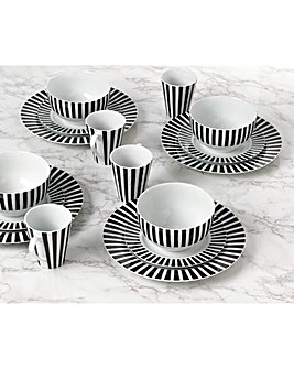 Waterside Black and White Stripe 24 Piece Dinner Set