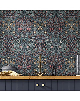 William Morris at Home Blackthorn Navy Floral Wallpaper