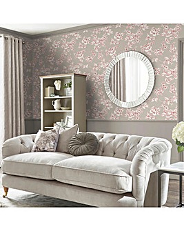 Laura Ashley Pollington Roses Dark Dove Grey Floral Wallpaper