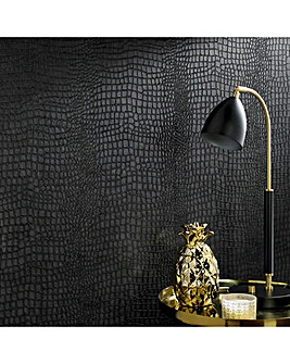 Superfresco Easy Crocodile Skin Black Wallpaper