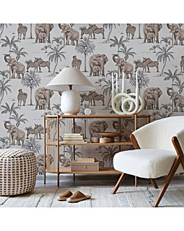 Fresco Kenya Safari Rose Gold Animal Wallpaper