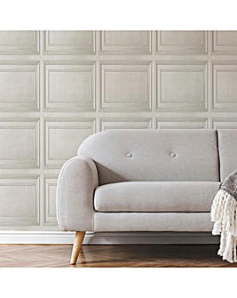 Fresco Wood Panelling Neutral Wallpaper