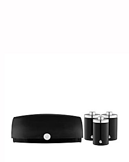 Swan Townhouse 4 Piece Bread Bin and Canister Set Black