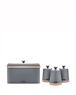 Tower Cavaletto 4 Piece Bread Bin and Canister Set Grey