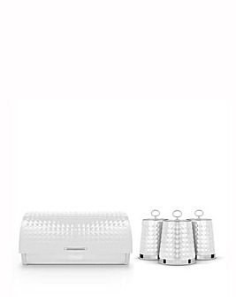 Tower Solitaire 4 Piece Bread Bin and Canister Set White