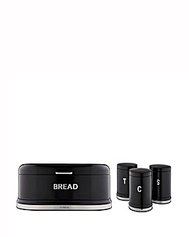 Tower Belle 4 Piece Bread Bin and Canister Set Black