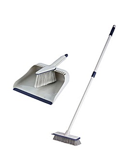 Beldray Deep Clean Floor Scrub Brush With Squeegee & Dustpan & Brush