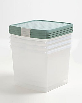 Wham Clip 4 Piece 37L Square Box & Lid Green Milieu