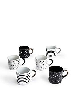 Waterside Monochrome Set of 6 Mugs