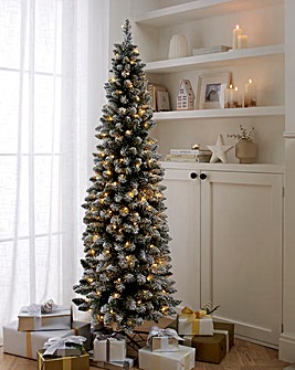 Pre-Lit Aspen Slim Flocked Christmas Tree