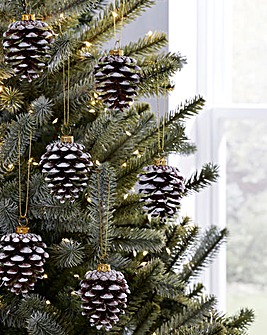 Set of Hanging Pinecones with Glitter - Set of 6