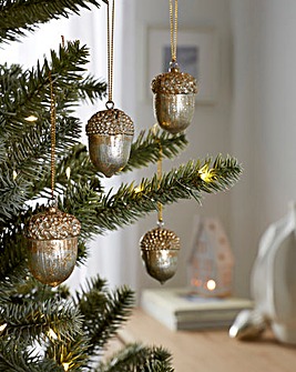 Gisela Graham Gold Acorn Hanging Decorations - Set of 4