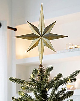 Gisela Graham Antiqued Gold Acrylic 8-Point Tree Top Star
