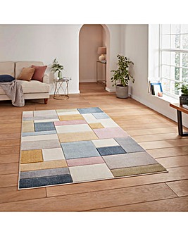 Think Rugs Matrix Modern Geometric Rug - Blocks Multi