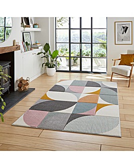 Think Rugs Matrix Modern Geometric Rug - Curves