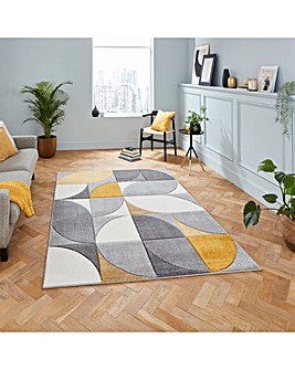 Think Rugs Matrix Modern Geometric Rug - Curves