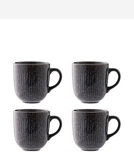 Mason Cash Black Linear Set of 4 Mugs