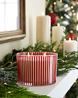 Merry Berries & Bows Striped Glass Candle