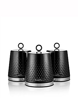 Swan Elegance Set of 3 Canisters - Black