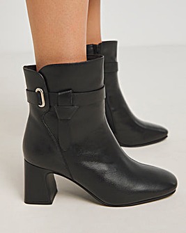 Kathy Heeled Leather Boot With Wrap Around Detail Wide E Fit