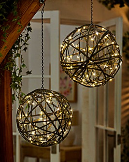 2 Main Powered Lit Hanging Balls