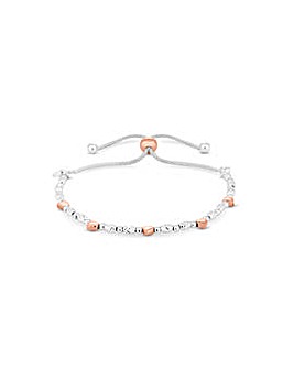 Simply Silver Sterling Silver 925 Two Tone Heart Toggle Bracelet