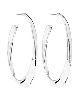 Silver Plated Polished Oval Hoop Earring