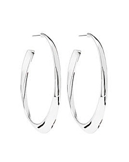 Mood Silver Polished Oval Hoop Earrings