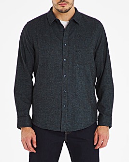 Navy Long Sleeve Plain Flannel Shirt Long