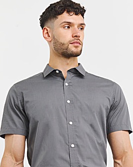 Grey Short Sleeve Formal Shirt Reg