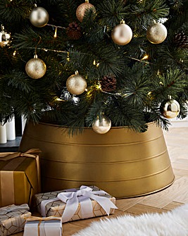 Metal Christmas Tree Skirt Gold
