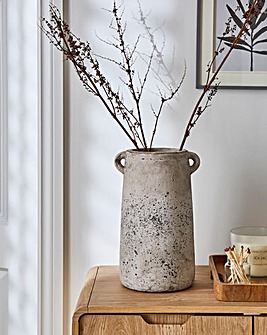 Distressed Grey Urn Shaped Vase 33cm