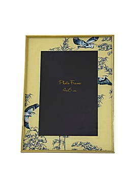 Glass Photo Frame in Oriental Heron Design with Bevelled Edge 4x6