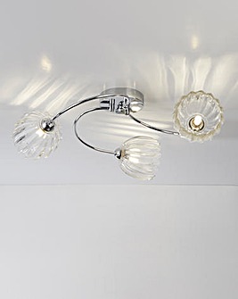 3 Light Chrome Ceiling Light with Clear Glass Shades