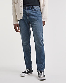 Stonewash Tapered Fit Stretch Jeans