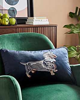 Gray & Osbourn No.13 Embroidered Dachshund Cushion