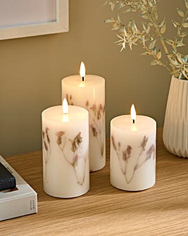Julipa Set of 3 Dry Flower LED Candles