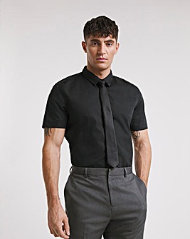 Black Short Sleeve Formal Shirt Reg
