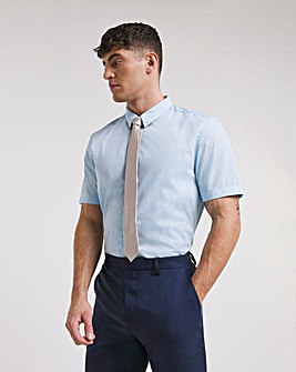 Blue Short Sleeve Formal Shirt Long
