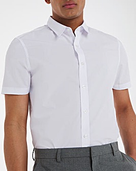 White Short Sleeve Formal Shirt Long