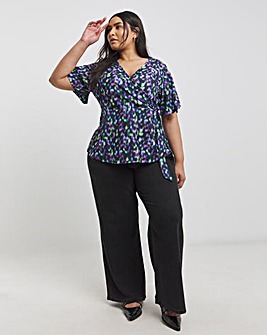 Spot Print Angel Sleeve Wrap Top