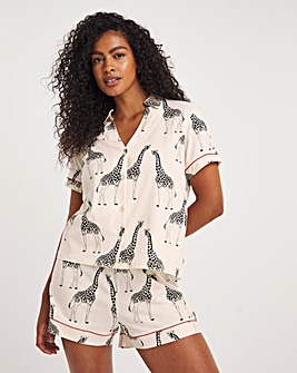 Chelsea Peers Giraffe Print Organic Cotton Short Pyjama Set