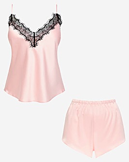 Ann Summers Cerise Satin and Lace Cami Set