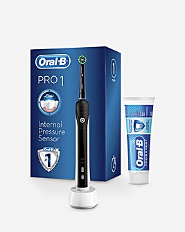 Oral-B Pro1 650 Black Electric Toothbrush & Toothpaste Set
