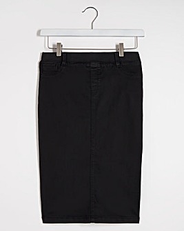 Amber Black Pull-On Stretch Denim Tube Skirt