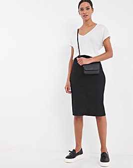 Amber Black Pull-On Stretch Denim Tube Skirt
